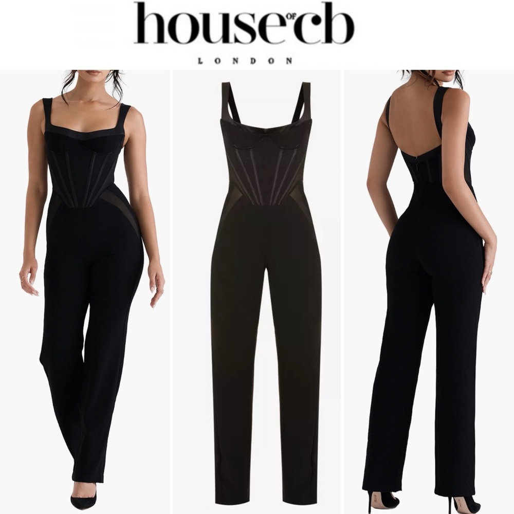 HOUSE OF CB Mylene Stretch Crepe Jumpsuit sz M worn once and dry cleaned